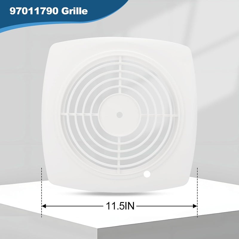 EJVFN 97011790 Bathroom Exhaust Fan Cover Replacement, S97011790 Kitchen Exhaust Fan Cover – Durable 11-1/2" x 11-1/2" ABS Wall Vent Grille, Crack and Yellowing Resistant, Fits 509S-A, 509S-B - Image 2